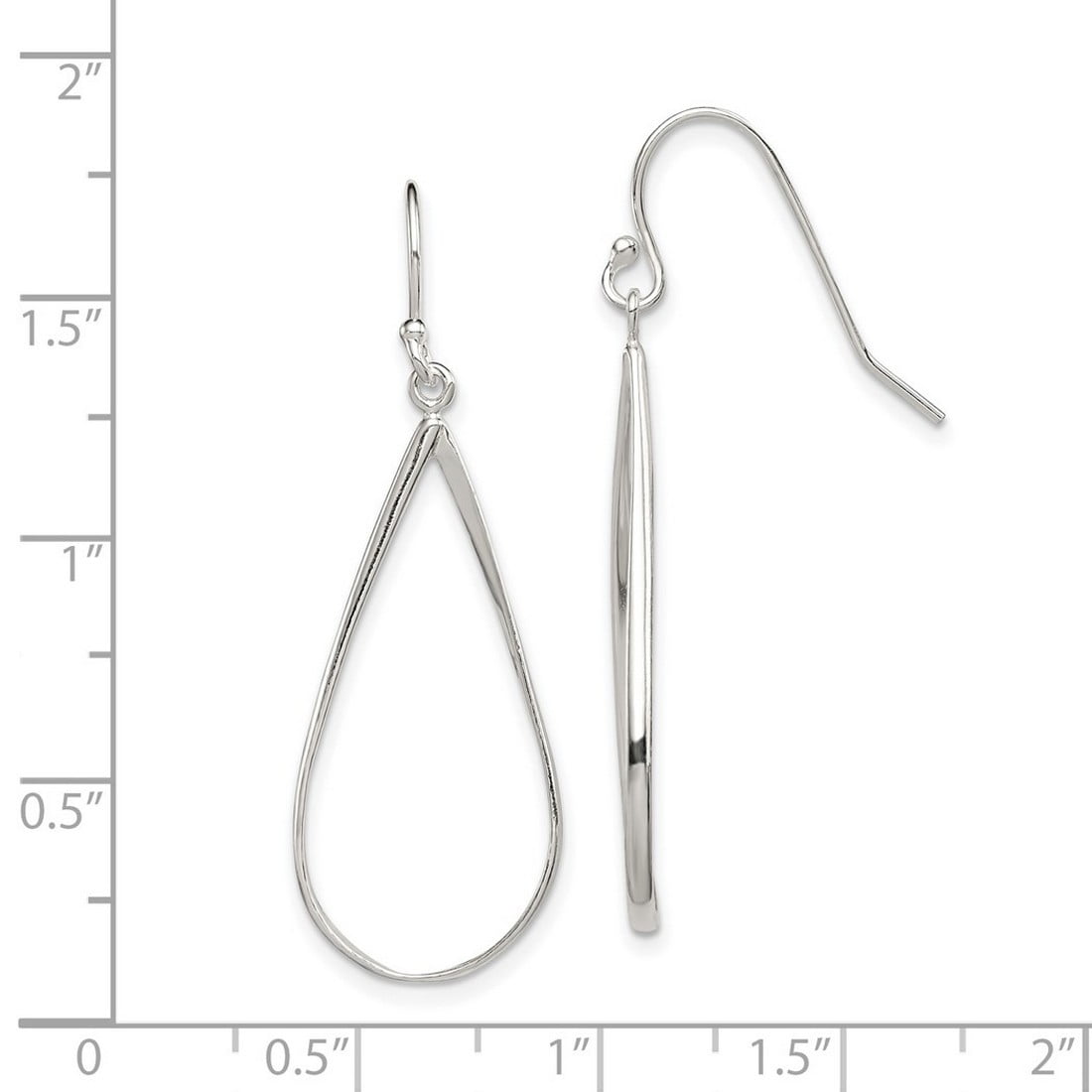 925 Sterling Silver Shepherd hook Polished Teardrop Dangle Earrings 41x15mm Wide Dangle Earring for Women