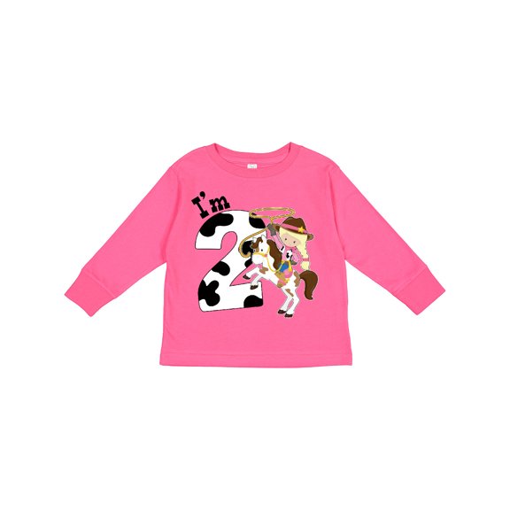 Inktastic I'm Two-cowgirl Riding Horse Birthday Girls Long Sleeve Toddler T-Shirt
