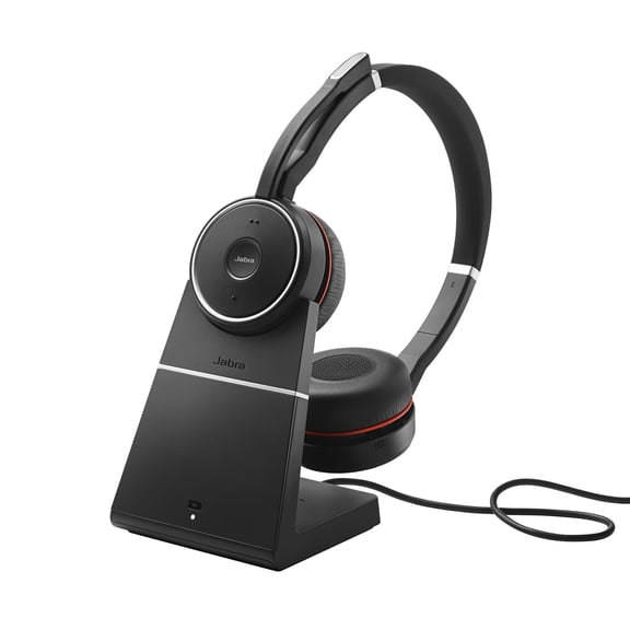Pre-Owned Jabra Evolve 75 SE - MS Stereo with Charging Stand Wireless Headset / Music Headphones Black