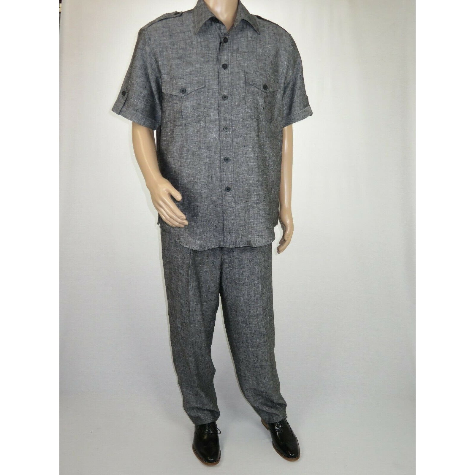 men 2pc linen walking Set By Apollo King Summer Leisure suit L209
