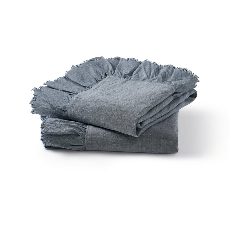 Better Homes & Gardens Blue Chambray Ruffled Pillow Sham Set