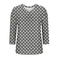 thumbnail image 5 of IROINNID Ladies Fashion Solid Color Basic Tshirt Quarter Sleeve V Neck Casual Comfortable Soft Stretch Daily Wear Blouse Tee Tops(Gray#1,M), 5 of 6