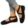thumbnail image 2 of UDAUDU Women's Ballet Flats Cross Strap Round Toe Slip-On Comfortable Closed Toe Casual Walking Dress Shoes Everyday Wear Shoes Black 7 Wide, 2 of 5