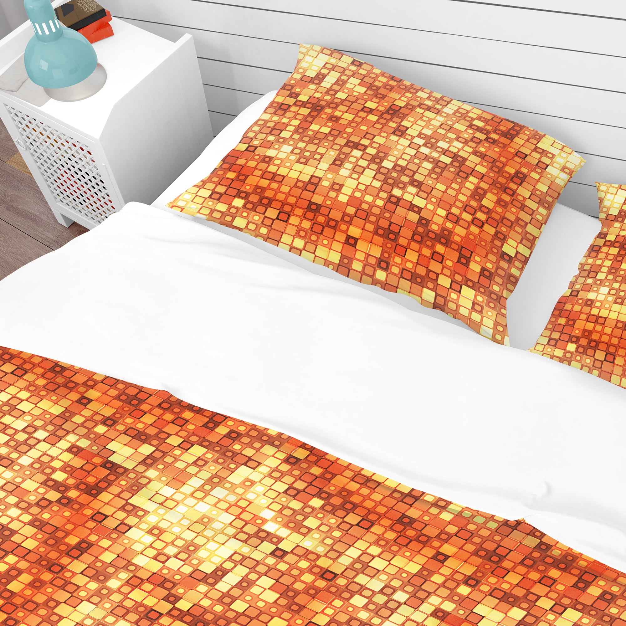 Designart 'Gold Square Abstract' Bohemian & Eclectic Duvet Cover Set