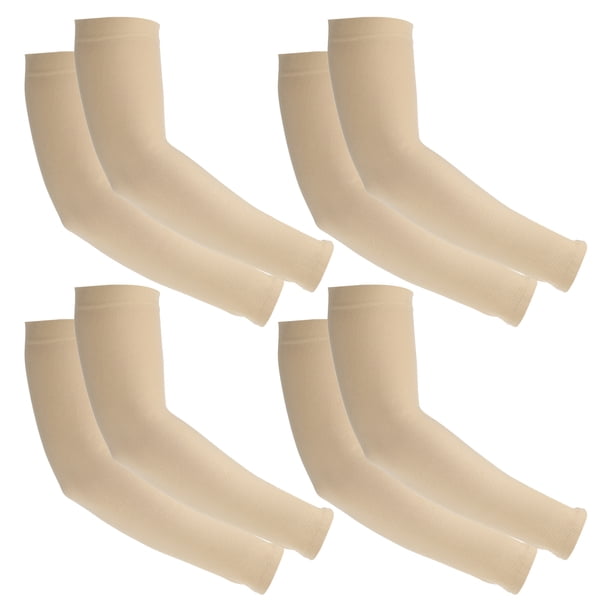 Uxcell 8 Pairs Arm Sleeves, Sun Protection Arm Sleeve Shade Cooling Arm Sleeves for Sports Hiking Riding, Beige