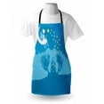thumbnail image 3 of Girls Apron Magical Fairy Tale Princess Castle with Female Pixie Sitting on Crescent Moon Dreamy, Unisex Kitchen Bib Apron with Adjustable Neck for Cooking Baking Gardening, Blue White, by Ambesonne, 3 of 3