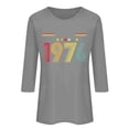 thumbnail image 4 of Craaazy Women's 1976 Casual Letter Printed 50th Birthday 3/4 Sleeve T-shirts Gifts, 4 of 4