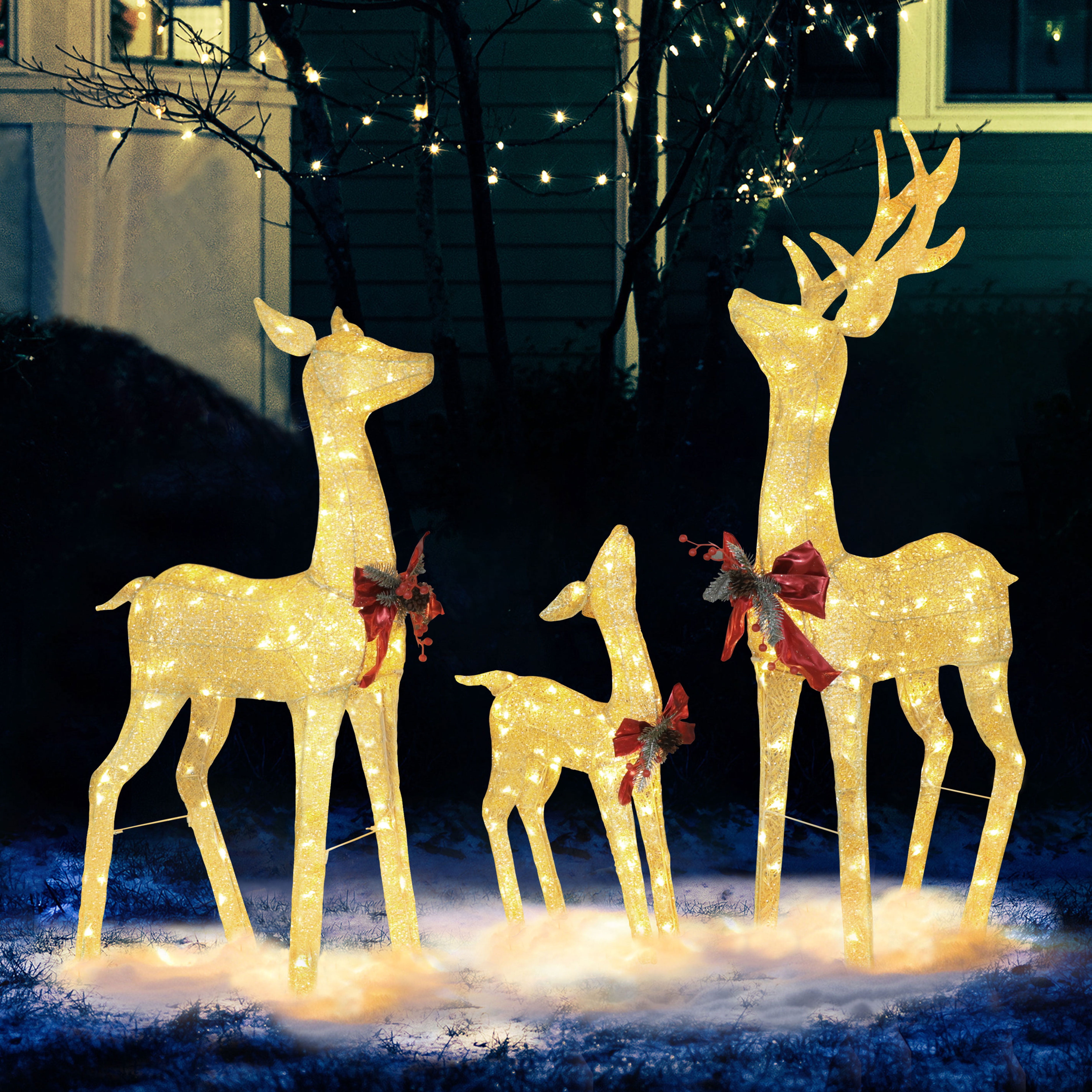 VEIKOUS 4.5 ft. 3D Warm White LED Reindeer Family Christmas
