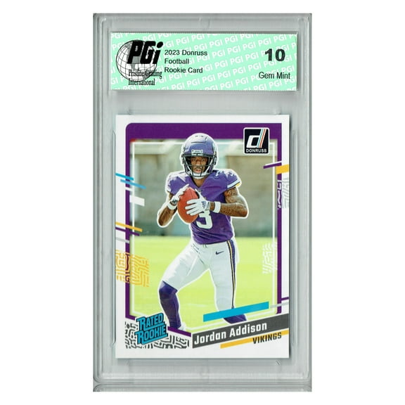 Jordan Addison 2023 Donruss Football ##368 Vikings Rated Rookie Card PGI 10