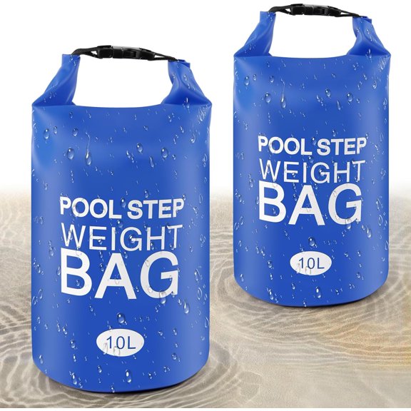 NeoMart 2 Pack Universal Pool Step Weights, 10L/25LB No Breaken Pool Ladder Weights for Above Ground Pools, Waterproof Pool Sand Stair Weights for Pool Steps, Easy&Quick Fill Sand (Blue)