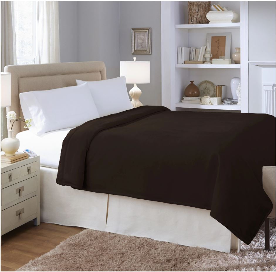 Serta Luxury Plush Electric Heated Blanket, Full, Brown - Walmart.com