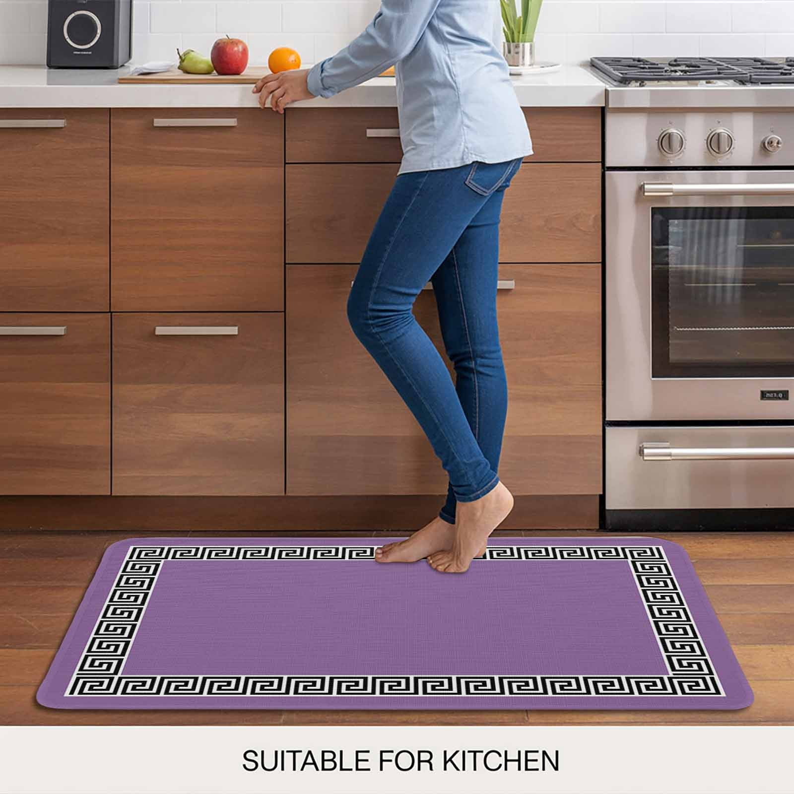 Purple Doormat Outdoor Entrance 24"x36", Black Modern Geometric Abstract Art Aesthetics Absorb Moisture Dirt Door Mats, Non-Slip Rubber Backing Floor Mats Indoor, Low-Profile Front Door Rugs
