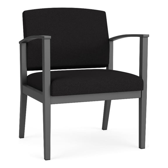 Amherst Steel Reception Waiting Oversize Guest Chair / Charcoal Steel / Black