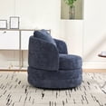 thumbnail image 6 of Dtwnek Chenille Upholstered Round Accent Chair with Pillow, 360 Degree Swivel Armchair Club Chair for Living Room, Bedroom, Reading Room, Navy Blue, 6 of 9