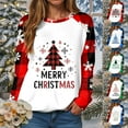 thumbnail image 2 of larppty Merry Christmas Sweatshirts for Women Xmas Plaid Tree Tops Christmas Plaid Shirt Long Sleeve Tee Tops (Green, M), 2 of 9