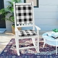 thumbnail image 2 of Klear Vu Porch Rocking Chair Cushions Set, Suitable for Living Room Rockers, Stylish Seat and Back Pads Include Fabric Ties, 20" X 17" X 2”, Black/White, 2 of 6