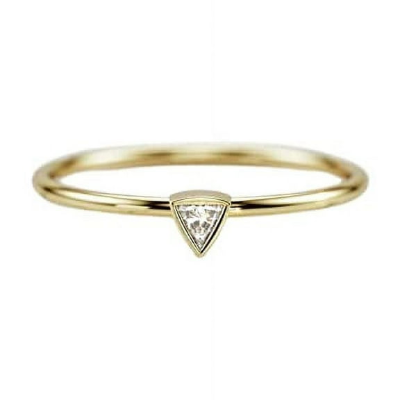 HeartsAndYou Petite Solitaire Engagement Ring for Women 0.3ct Trillion Cut Moissanite 18k Yellow Gold Over Silver
