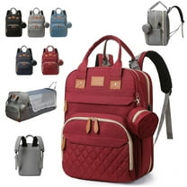 Tottybagco Diaper Bag, Diaper Diaper Bag with Changing Station, 7 in 1 Travel Baby Bag, Large Capacity Diaper Backpack(Wine Red)