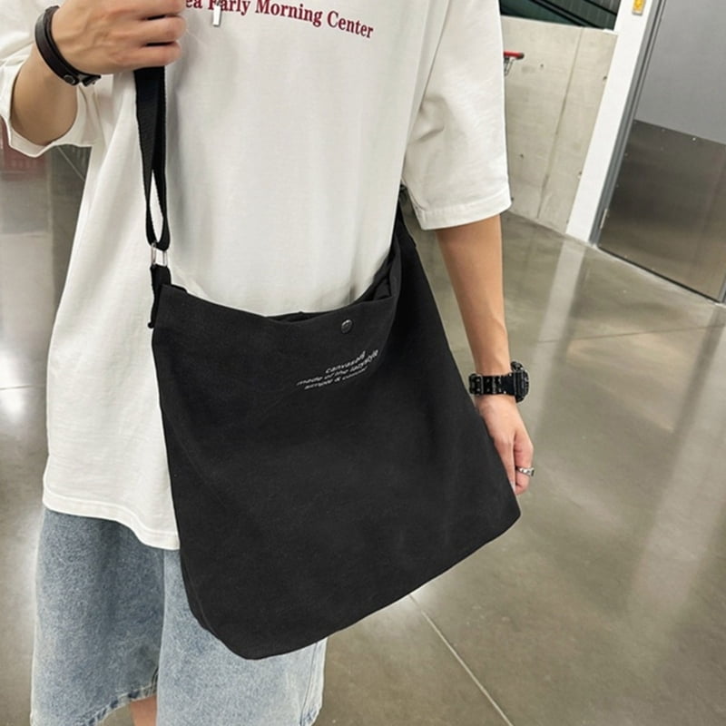 Fashionable Canvas Messenger Bag for School Travel and Daily Use Large Compartment Students Crossbody Handbag Book Bag