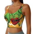thumbnail image 2 of Vsdgher Cool Dinosaur Playing Guitar Print Women Sleeveless Athletic Tank Top Built-in Bra Camisole Sports Vest for Yoga Running Fitness Exercise with Removable Pads, 2 of 8