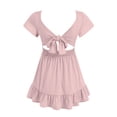 thumbnail image 5 of vigerkar Girls Dresses Tie Back Dress for Girls Ruffle Short Sleeve Dresses Tween Kids Off Shoulder Junior Dress 4-15 Years (Light Pink, 4-5 Years), 5 of 5