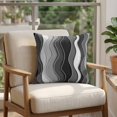 thumbnail image 4 of 16x16 Pillow Covers Set of 2, Black Stripes Square Throw Pillow Covers for Couch/Sofa/Living Room, Modern Simple Greyish Gradient Lines Decorative Soft Pillowcases for Couch Throw Pillows, 4 of 9