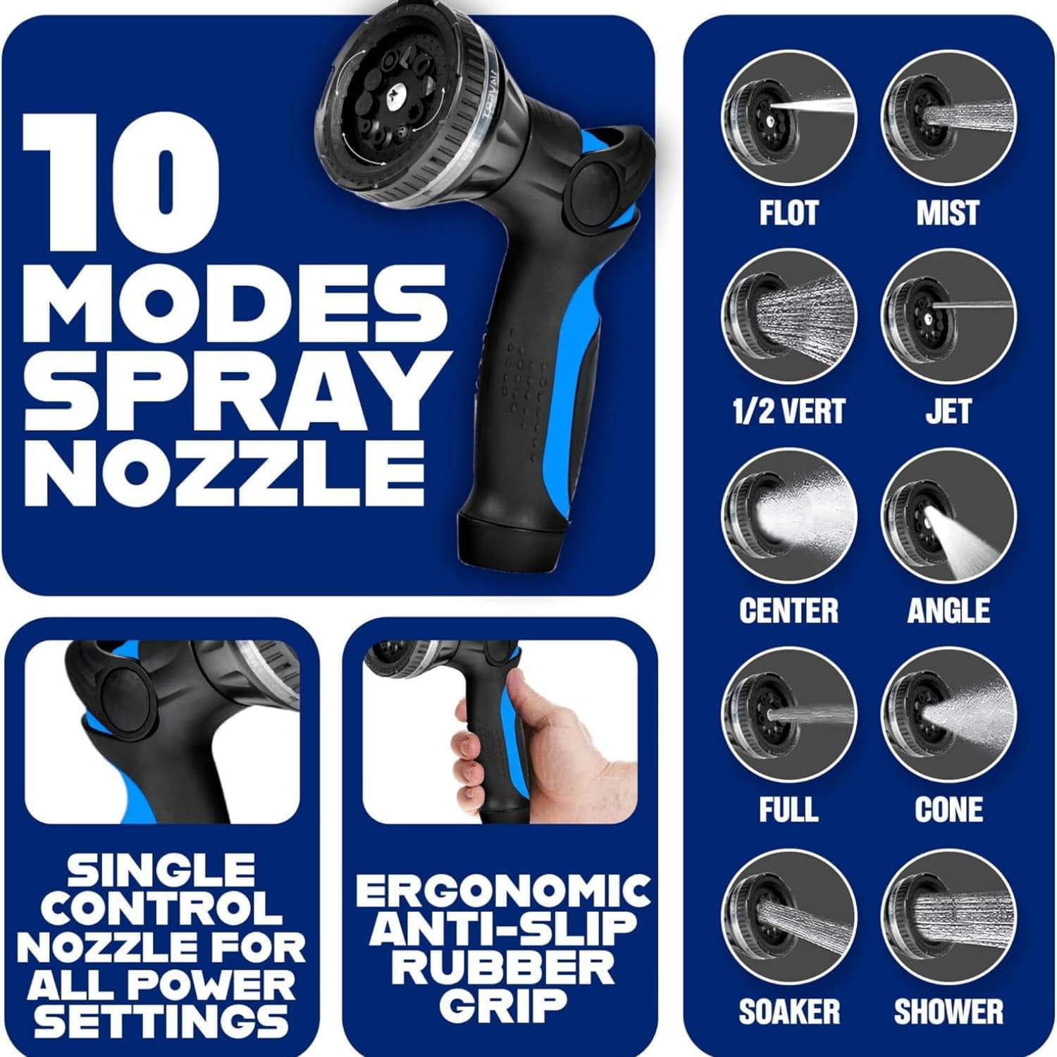 75 Ft Garden Hose with Sprayer Nozzle, 2-Layer Heavy Duty Drinking RV Water Hose 75Ft x 5/8 in. Flexible, Lightweight, NON Expandable, Kink Resistant, Easy Connect Fittings