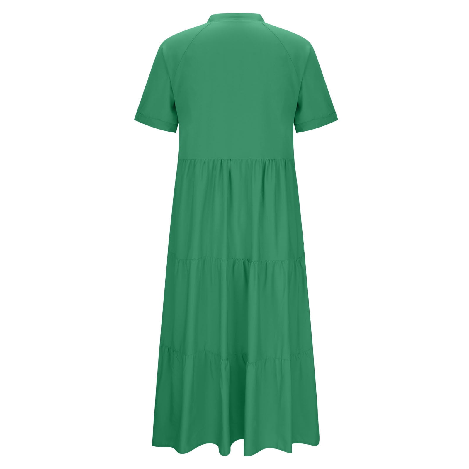 Sentmoon Summer Dresses Fashion 2026 Solid Color Dresses Short Sleeve V Neck Button Down Wedding Pleated Breathable Regular Fit A Line Dresses for Women for Indoor and Outdoor
