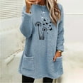 thumbnail image 3 of XUNKUSGA Winter Clothing for Women Fuzzy Fleece Print Pullover Sweatshirt Long Sleeve Crewneck Women's Clothing Sherpa Outerwear Warm Tunic Tops with Double Pockets S-3XL, 3 of 4