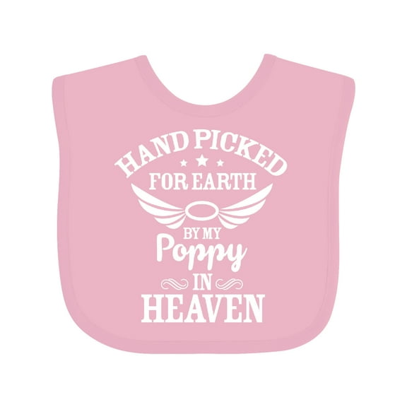 Inktastic Handpicked for Earth by My Poppy in Heaven with Angel Wings` Boys or Girls Baby Bib