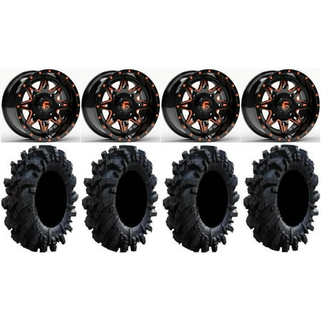 Fuel Lethal Orange 14 Wheels 26.5 Intimidator Tires Kawasaki Mule Pro FXT