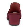 thumbnail image 2 of BLISSFUL STEP Women's Slide Mules Pointed Toe Chunky Heel Burgundy 9, 2 of 8