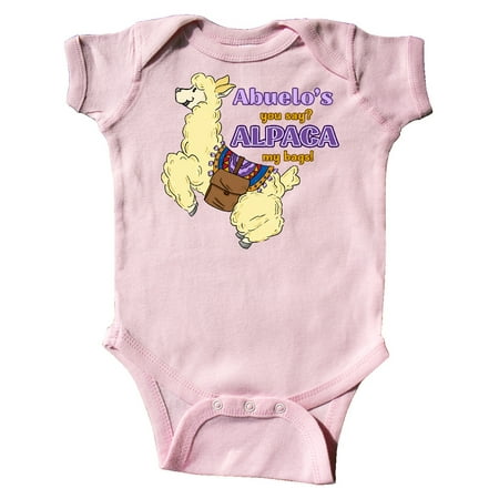 

Inktastic Abuelo s You Say ALPACA my Bags with Cute Jumping Alpaca Gift Baby Boy or Baby Girl Bodysuit