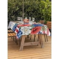 thumbnail image 3 of Outdoor Tablecloth with Umbrella Hole for Patio/Picnic/Party/Camping, Independence Day Floral Waterproof Table Cloth Rectangle Table Cover Washable, Anniversary USA Flag (60"x 102"), 3 of 9