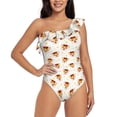 thumbnail image 2 of Yiaed Funny Corgi Print Women One Piece Swimsuits Tummy Control One Shoulder Bathing Suits Pattern Ruffle Swimwear-Large, 2 of 8
