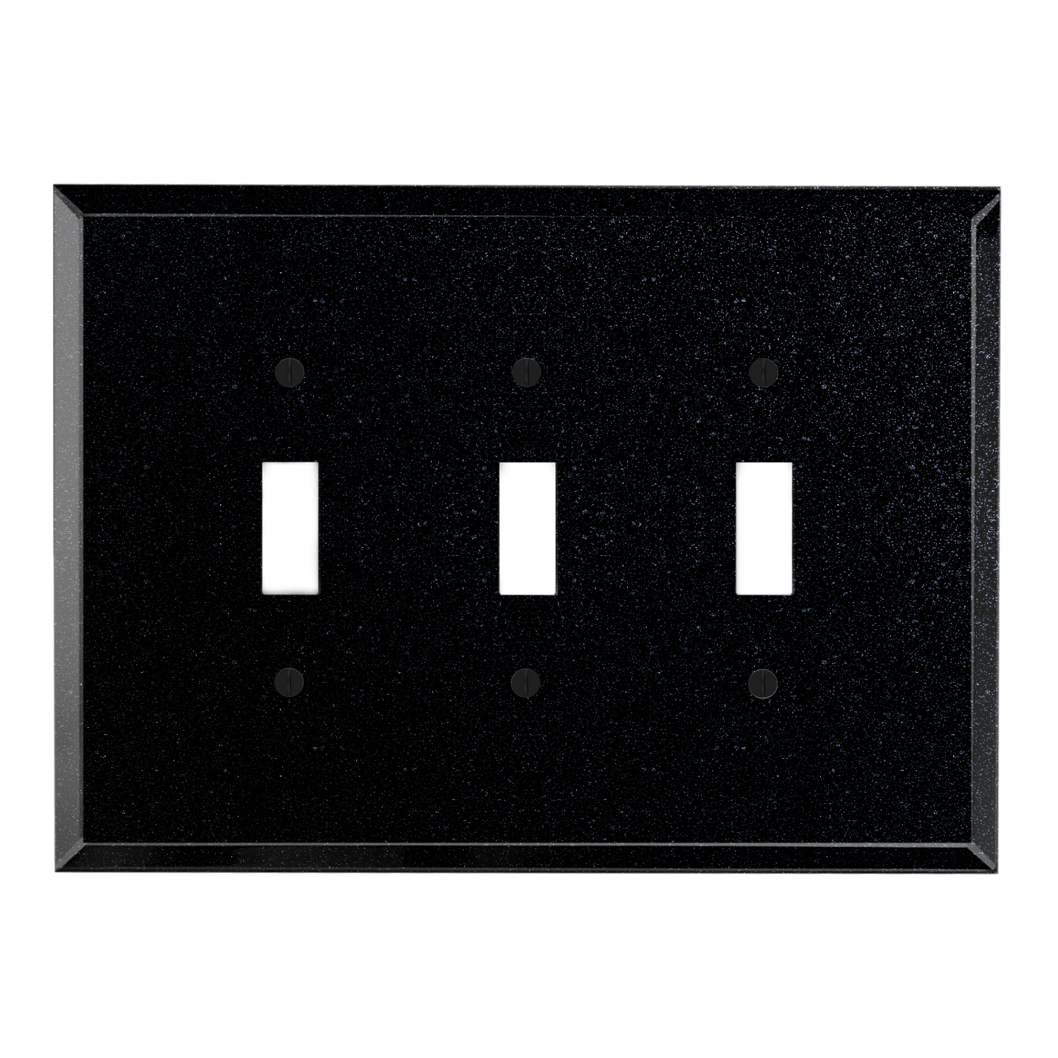 Switch Hits Toggle Wall Plate Three Gang Switch Cover, Black Glass