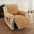 thumbnail image 2 of Yumcute Palm Leaves Velvet Plush Quilted Recliner Chair Cover Anti-Slip Super Soft Furniture Protector with Elastic Straps for Kids, Dogs, Pets Khaki 24in, 2 of 13