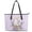 Bunny Purple Floral Print, variant on Uourmeti Rabbit and Daisy Pattern Zippered Tote Bag, Leather Saddle Handbag with Zippered Curved Handbag for Work Dating