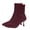 Wine, variant on Wensltd Women Fashion Short Boots Fall Winter Solid Color Square Toe High Heel Knit Stretch Sock Booties for Wedding Party
