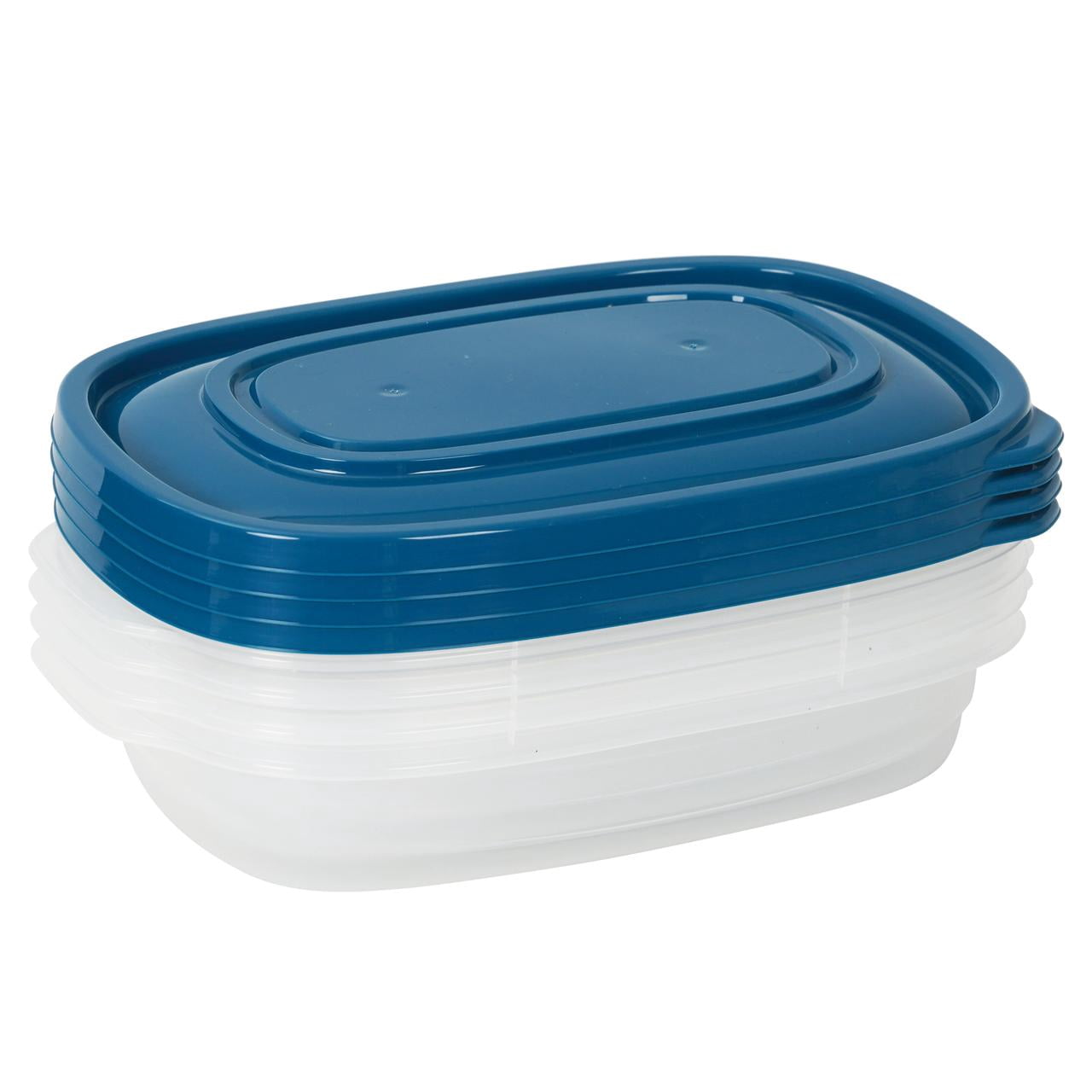 (4 pack) Mainstays Semi Durable Rectangle 4cup Plastic Food Storage Container 4 Pack, Made for Family Meals and Easy Serving, along with being the perfect size for your Lunch Bag
