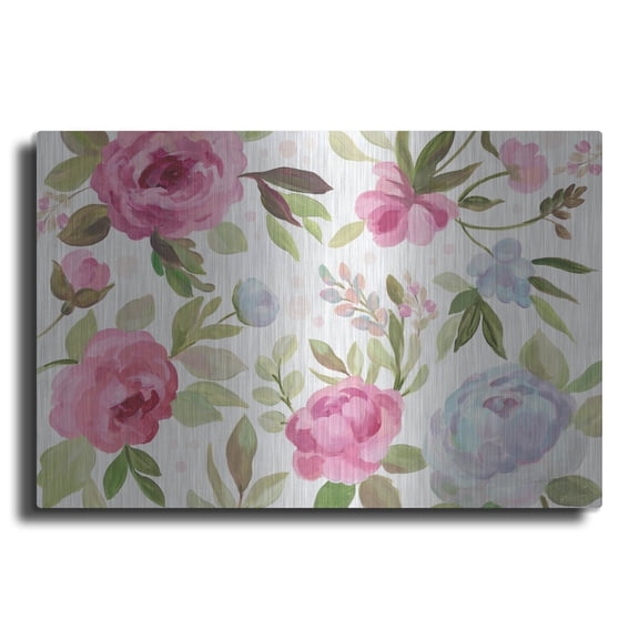 Luxe Metal Art 'Petals and Blossoms I' by Silvia Vassileva, Metal Wall Art, 24" x 16"