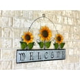 thumbnail image 5 of Sunflower Welcome Sign Large Door Wall Wreath Decoration Rustic Metal Indoor Outdoor 20" x 15" , Yellow Green Silver, 5 of 8