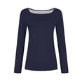 thumbnail image 5 of Womens Long Sleeve Shirts Fall Fashion Crop Tops Basic Layer Slim Fit Y2K Clothes 08-Navy XL, 5 of 5