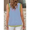 thumbnail image 4 of Womens Summer 2025 Casual Striped Color Block High Neck Tank Top Loose Knit High Low Sleeveless Shirts Green M, 4 of 6
