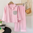 thumbnail image 2 of WRKEKC Tween Winter Combed Cotton Pajamas Set 2-Piece Peach Print Button-Down Collar Top and Pants Sleepwear 3-16 Years, 2 of 4