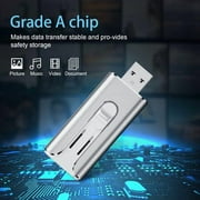 Topesel 128GB USB 3.0 Flash Drive, 3-In-1 Metal USB, for iphone External Storage, OTG Android Phone and Computer, Silver