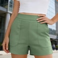 thumbnail image 3 of hlysgo Women's Yoga Shorts High Waiste Tummy Control Casual Comfy Shorts Wide Leg Workout Lounge with Pockets Green,XL, 3 of 5