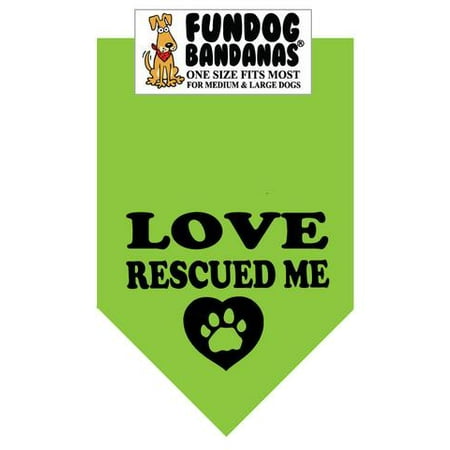 Fun Dog Bandana - Love Me Sauvée (encre noire) - Taille unique pour Med à Lg Chiens, écharpe animal vert lime