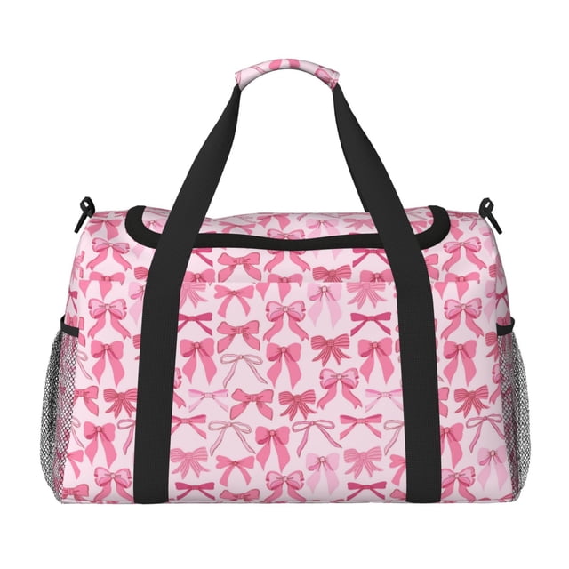 Disketp Pink bows Bolsa de Viaje Tipo Duffle, Bolso de Mano para Fin de Semana para Mujer, Bolsa de Gimnasio Ligera para Hombre, Esencial para Viajes