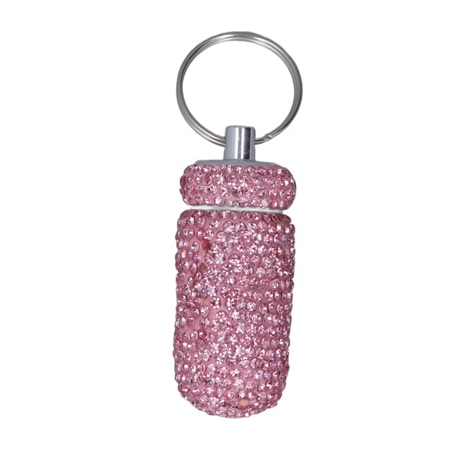 Rhinestone Medicine Case,Rhinestone Capsules Storage Case Capsules Casewith Keychain Aluminum Alloy Medicine Box Tailored for Perfection
